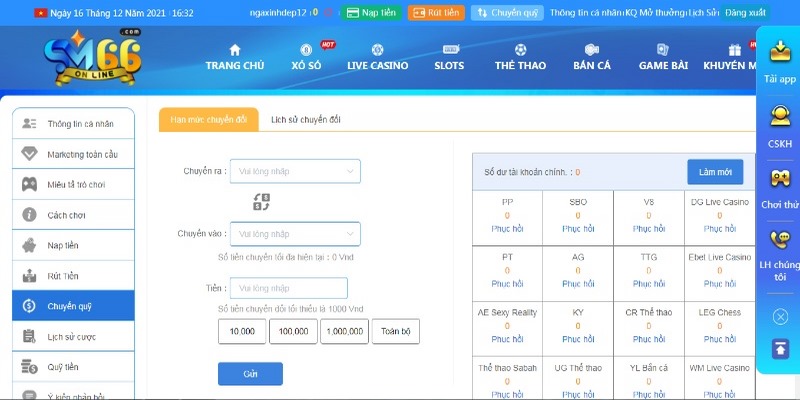 Thêm thông tin tài khoản chính chủ trước khi rút tiền SM66